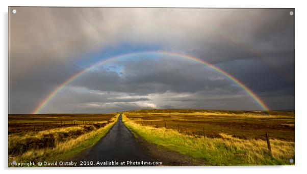 Double Rainbow over Ilkley Moor Acrylic by David Oxtaby  ARPS