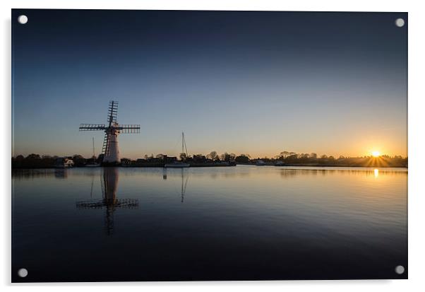  Thurne Windmill sunrise Acrylic by Darren Carter