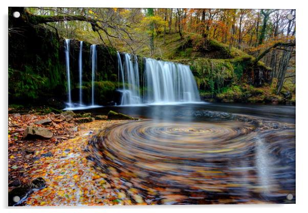 Sgwd Ddwli Uchaf - Waterfall, Wales Acrylic by Jonathan Smith
