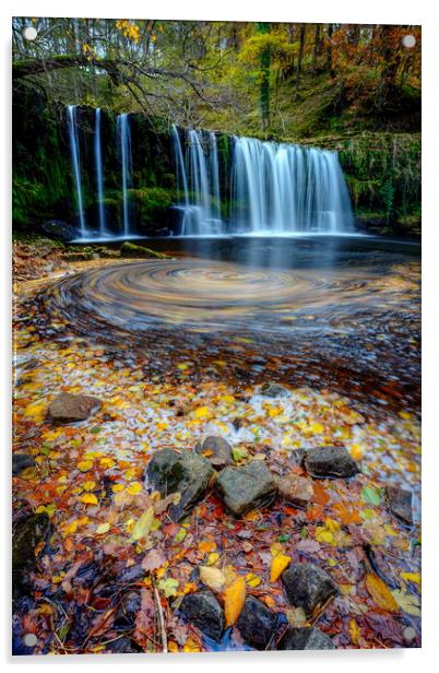 Sgwd Ddwli Uchaf, Brecon Beacons Waterfall Acrylic by Jonathan Smith