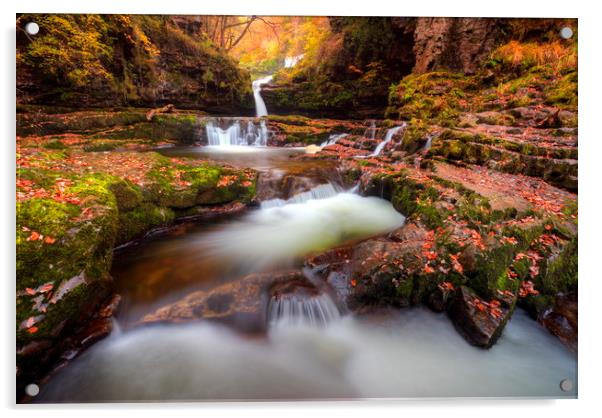 Autumn Waterfalls, Brecon Beacons, Wales Acrylic by Jonathan Smith