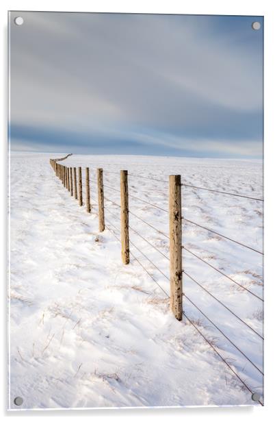 North Pennines Snowy Field Acrylic by Jonathan Smith