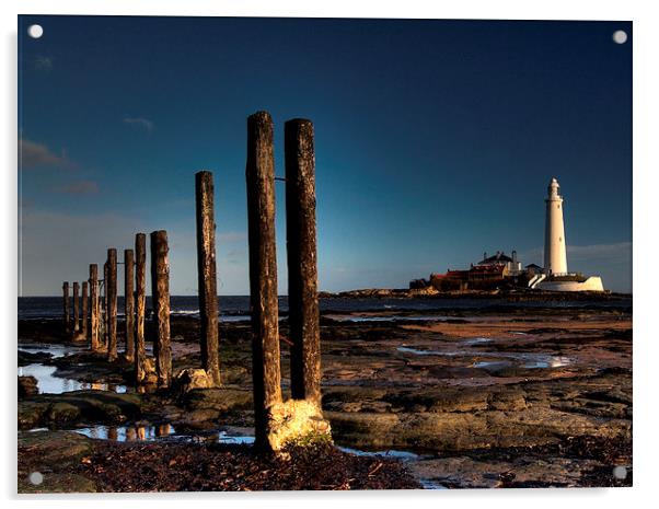 Posts & Lighthouse, St Marys Acrylic by Alexander Perry