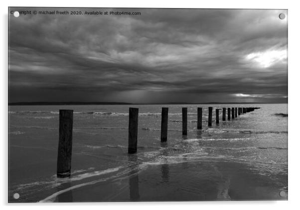 Stormy sky over Brean sands Acrylic by michael freeth