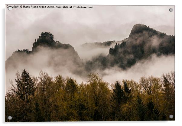 Mist covered Mountains  Acrylic by Hans Franchesco