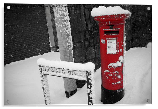 Post Box in the Snow Acrylic by Zena Clothier