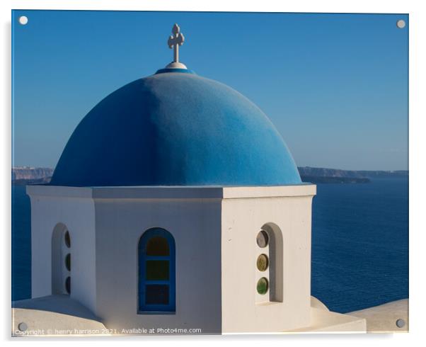 Santorini sea view Acrylic by henry harrison