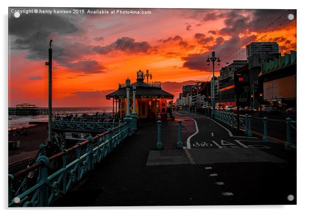  Brighton Prom Sunset Acrylic by henry harrison