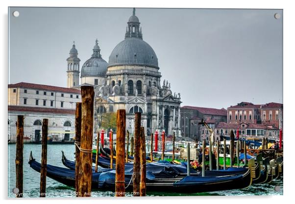 Gondolas Venice Acrylic by henry harrison