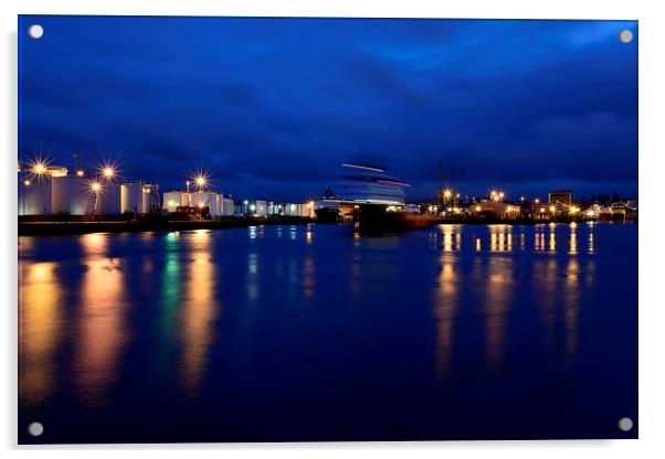 Aberdeen harbour lights Acrylic by Sonia Packer