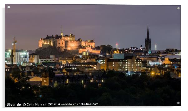 Edinburgh Castle at Night Acrylic by Colin Morgan