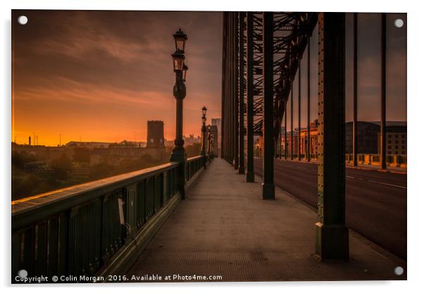 Tyne Bridge Glow Acrylic by Colin Morgan