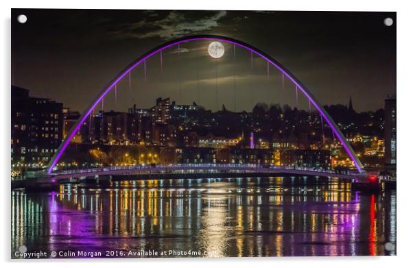 Full Moon on the Tyne Acrylic by Colin Morgan