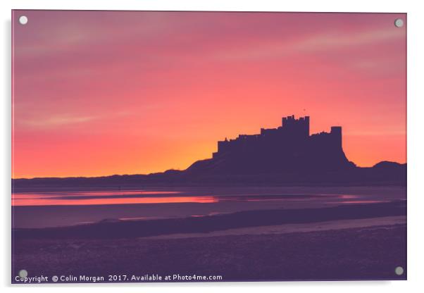 Bamburgh Castle Sunrise Silhouette Acrylic by Colin Morgan