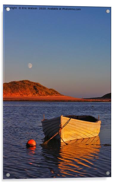 Boat And Moon  Acrylic by Eric Watson