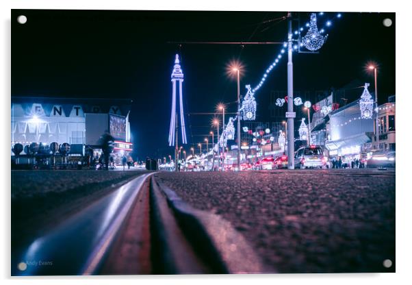 Blackpool By Night Acrylic by Andy Evans