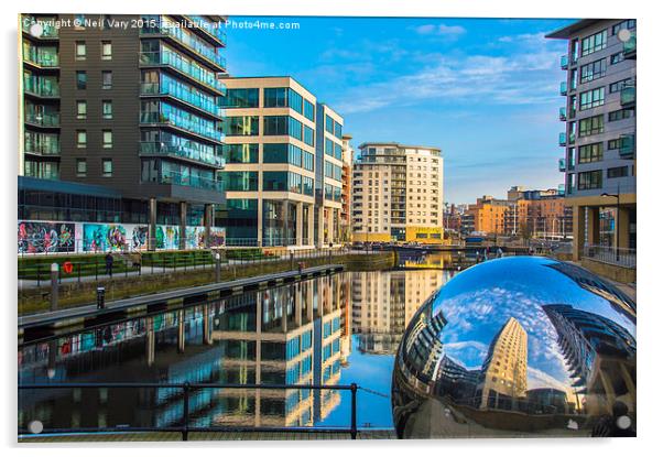  Reflections in the Water at Leeds Docks Acrylic by Neil Vary
