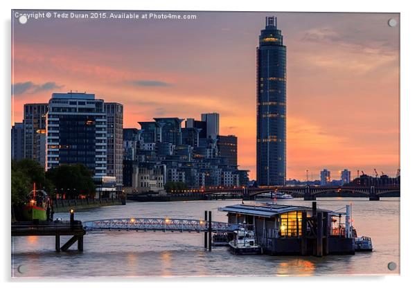 St George's Wharf River Thames London Acrylic by Tedz Duran