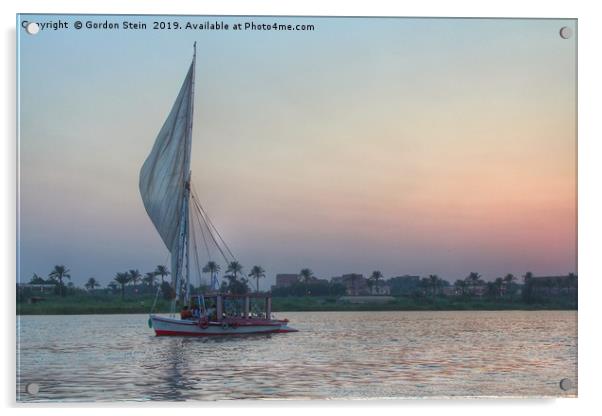 Felucca at Dusk; Chapter 1 Acrylic by Gordon Stein