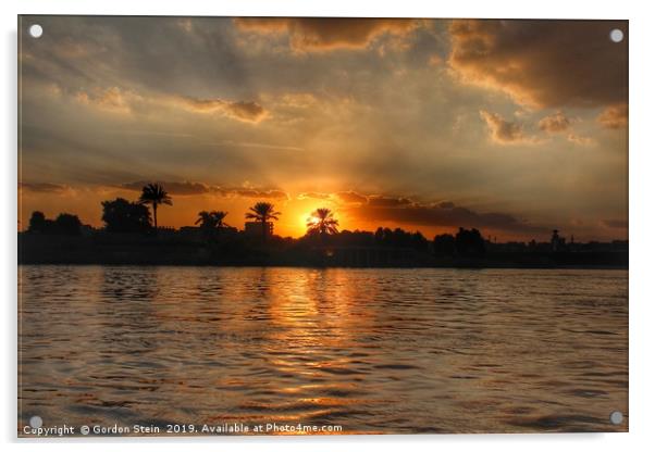 Sunset on Giza Acrylic by Gordon Stein
