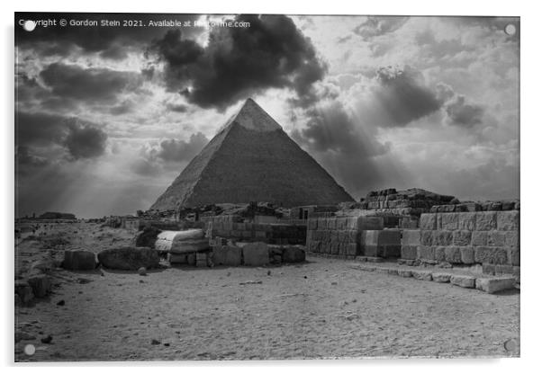 Pyramid Storms - Giza Acrylic by Gordon Stein