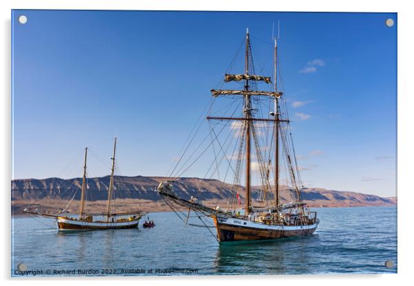 The Sailing Ships Hildur and Opal in Scoresby Soun Acrylic by Richard Burdon