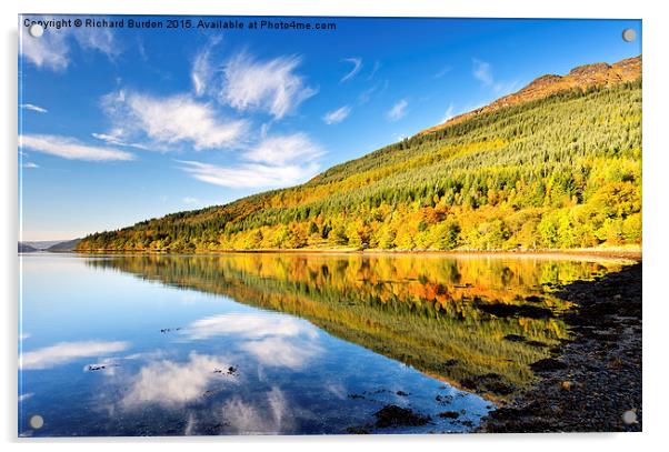 Autumn Reflection At Ardgartan Acrylic by Richard Burdon