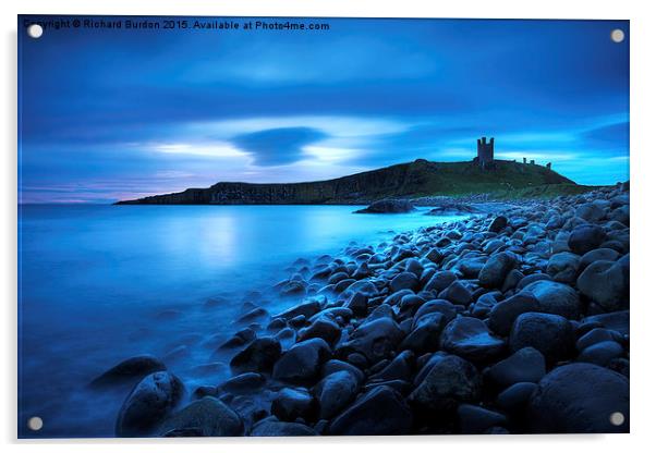 Steel Blue Dawn Dunstanburgh Acrylic by Richard Burdon