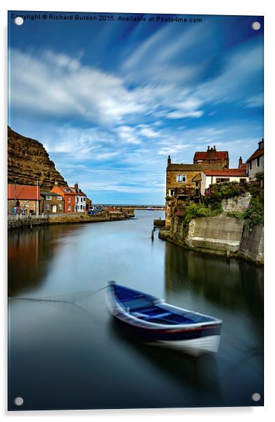 "Leading Light", Staithes Acrylic by Richard Burdon