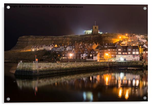 Whitby Harbour Reflections Acrylic by Richard Burdon