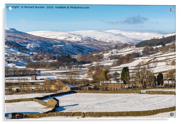 Gunnerside in Winter Acrylic by Richard Burdon