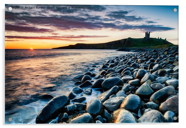 Dunstanburgh Sunrise Acrylic by Richard Burdon
