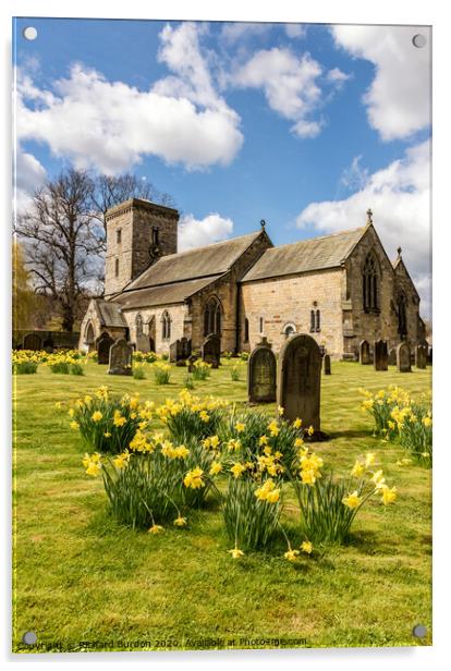 Hovingham Church In Spring Acrylic by Richard Burdon