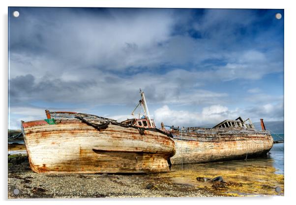 Beached Fishing boats, Salen Bay Acrylic by Richard Burdon