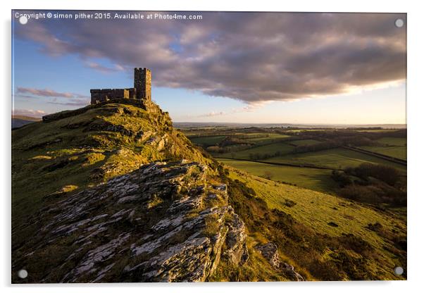  The Church of St Michael de Rupe, Brentor Acrylic by simon pither