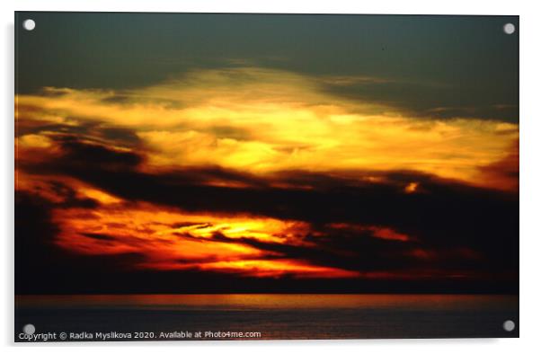 Sunset Sea Acrylic by Radka  Myslikova