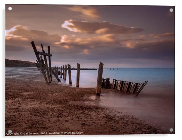 Norfolk beach at sunset  Acrylic by Gail Johnson