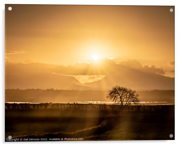 Sunbeams over Snowdonia  Acrylic by Gail Johnson