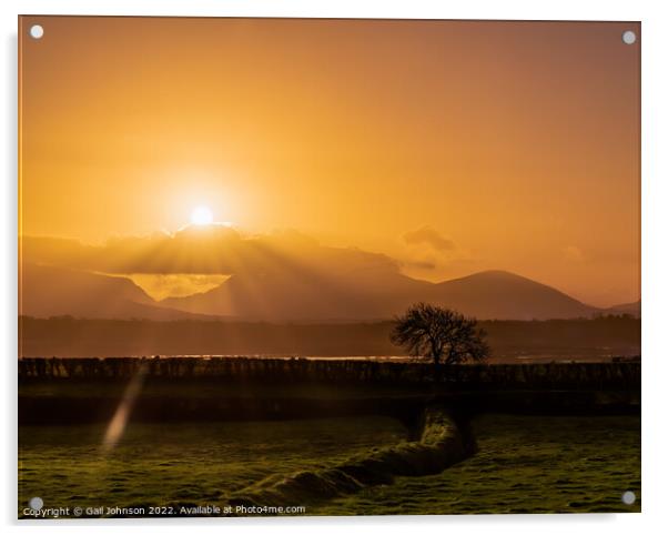 Sunbeams over Snowdonia  Acrylic by Gail Johnson