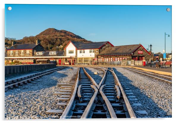 Steam Trains around Porthmadog North wales in winter  Acrylic by Gail Johnson