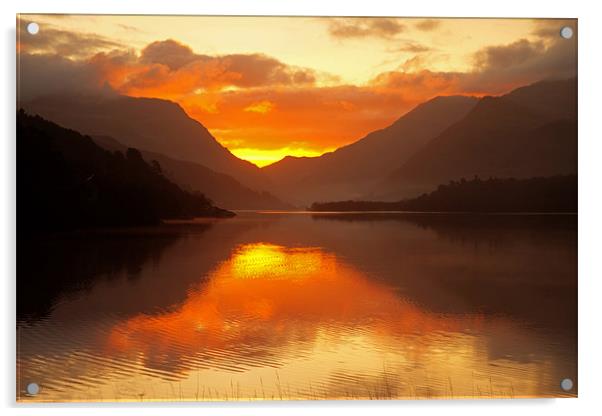 Sunrise at Llyn Padarn Acrylic by Gail Johnson