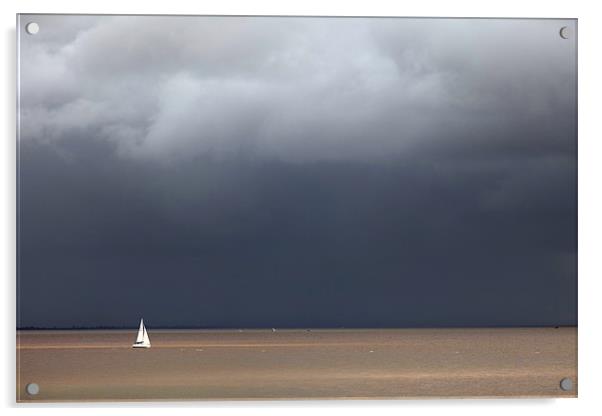 Storm and sailboat Acrylic by Gail Johnson