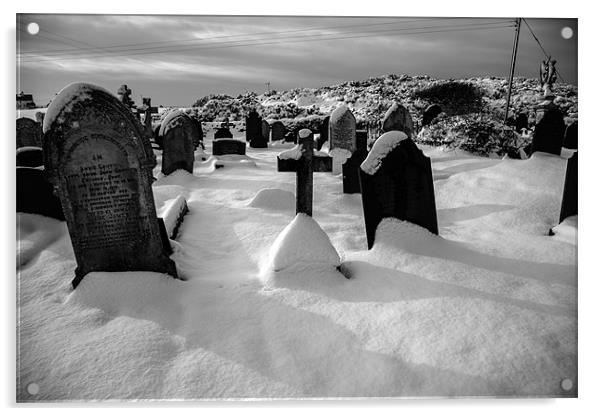 Graveyard in Snow Acrylic by Gail Johnson