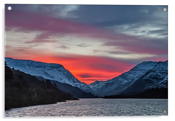 Llyn Padarn Sunrise Acrylic by Gail Johnson