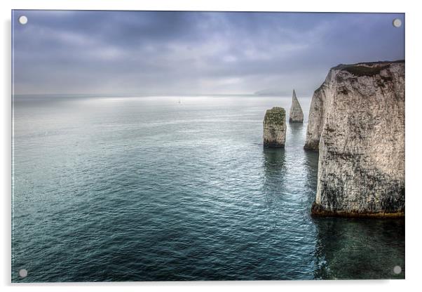 Old Harry Rocks Dorset Acrylic by Gail Johnson