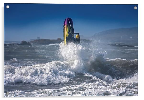 Rough seas at Rhosneigr Acrylic by Gail Johnson