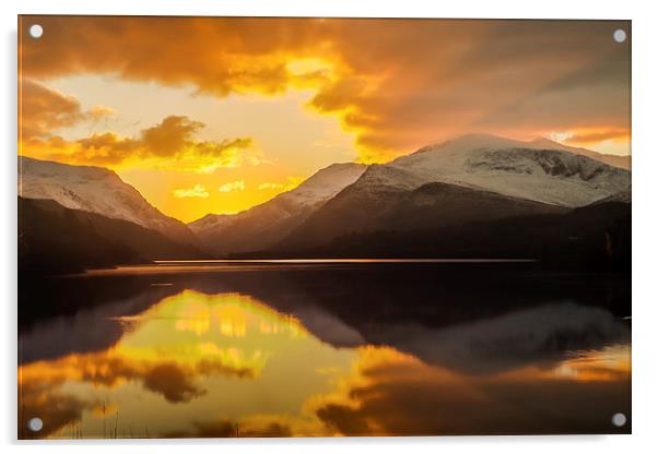 Llyn Padarn sunrise Acrylic by Gail Johnson