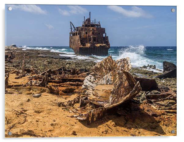 Klien Curacao - ship wreck Acrylic by Gail Johnson