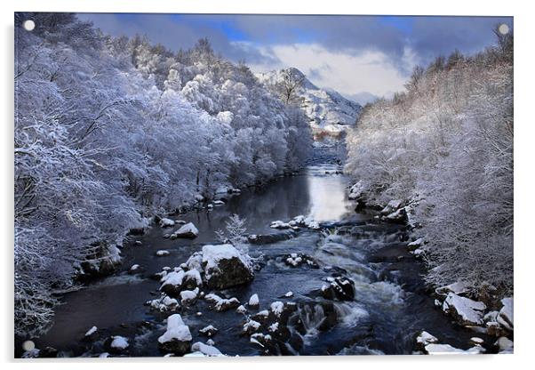 A Scottish river in winter Acrylic by Gail Johnson