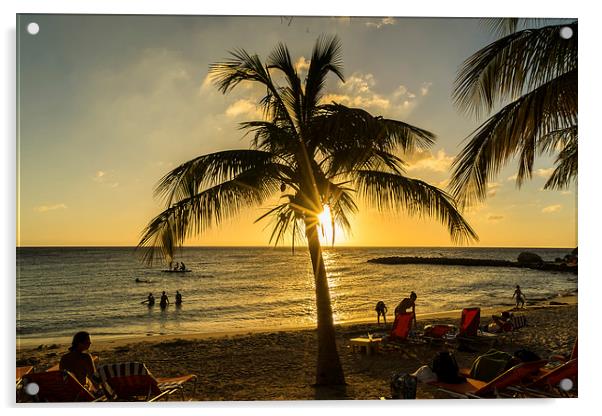 Curacao beach sunset Acrylic by Gail Johnson